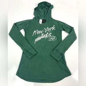 NFL New York Jets Long Sleeve Hooded Tshirt Juniors Size XS Green Athletics